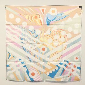 HERMES Carre 90 Scarf ""Le Reve De Julia"" Silk White Multicolor